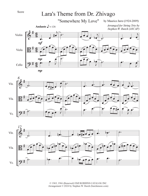 Lara's Theme (Arr. Stephen W. Burch (ASCAP)) - Maurice Jarre (String Ensemble)