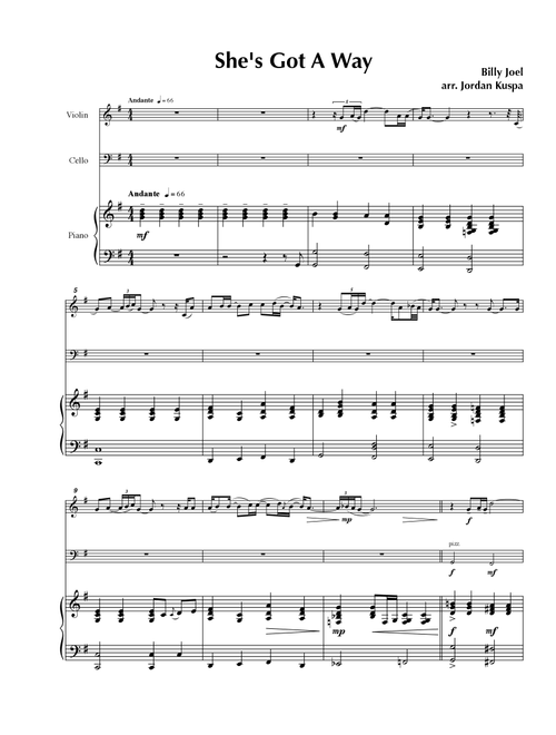 She's Got A Way (Arr. Jordan Kuspa) - Billy Joel (String Ensemble)