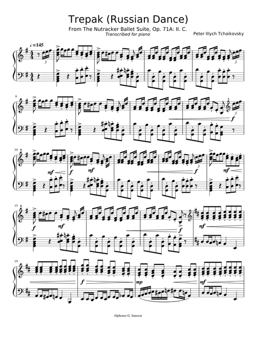 Trepak (Russian Dance) - Tchaikovsky - Piano Transcription