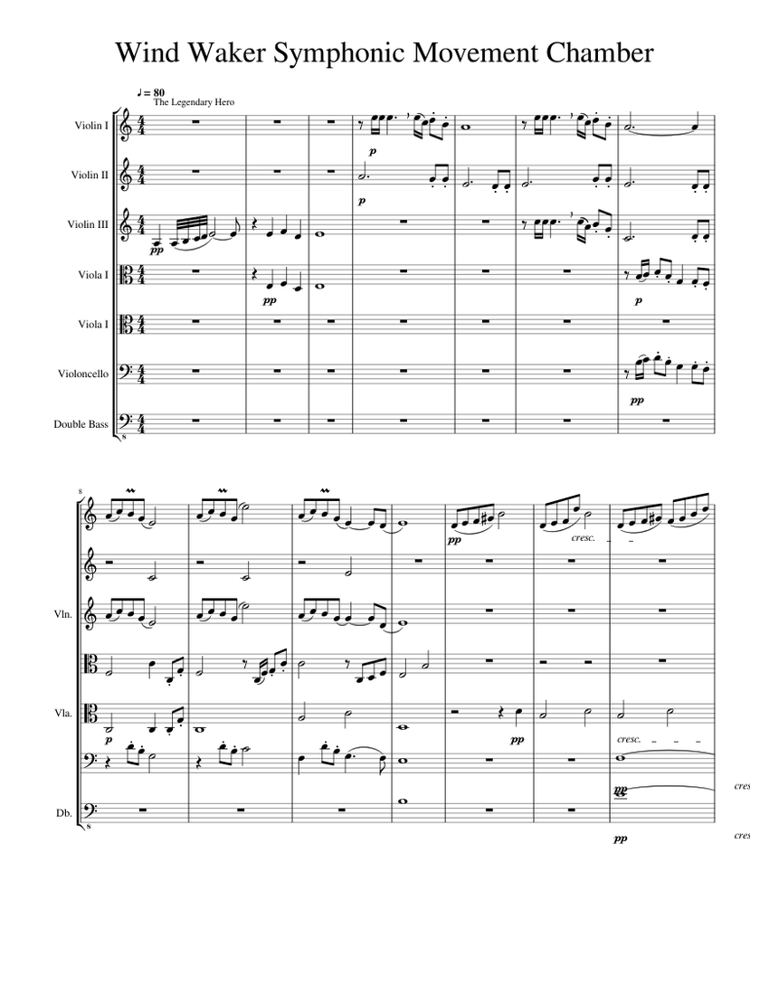 Wind Waker Symphonic Movement Chamber Sheet music for Contrabass ...