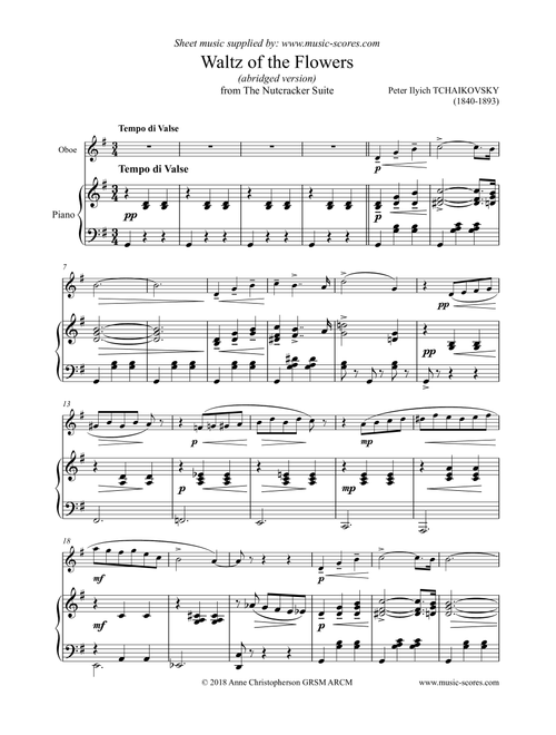 Nutcracker Suite: Waltz of The Flowers - Oboe and Piano (Arr. Anne L Christopherson GRSM ARCM) - Tchaikovsky (Oboe and Piano)