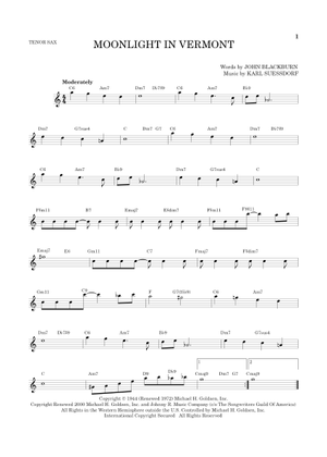 ボーカル　ビッグバンド譜面：Moonlight In Vermont Play Official version of Moonlight In Vermont Sheet Music by Karl