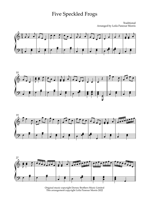 Five Speckled Frogs (Arr. Inky Celeste) - Traditional (Piano Solo)