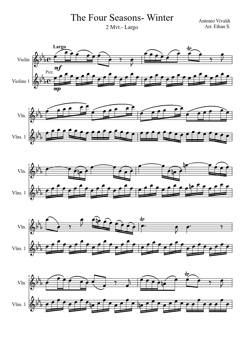 Vivaldi's Seasons- Mvt.) music for Violin (Solo) | Musescore.com