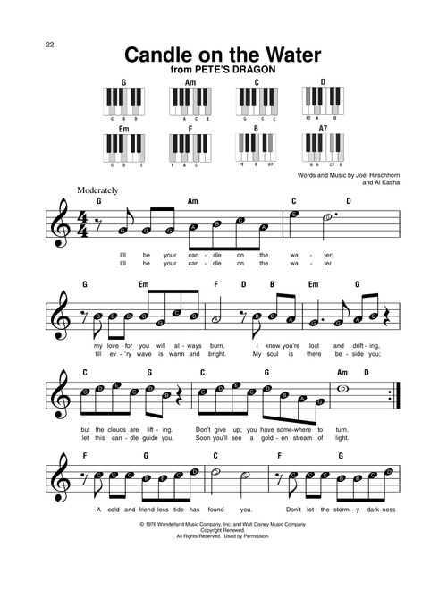 Candle On The Water (from Pete's Dragon) - Helen Reddy (Super Easy Piano)