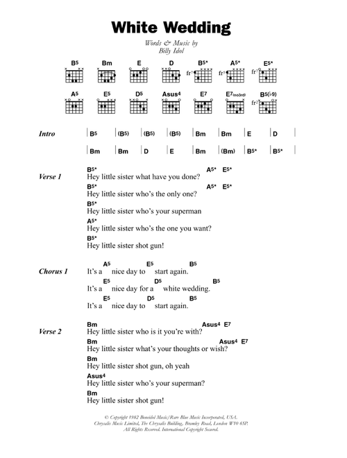 White Wedding - Billy Idol (Guitar Chords-Lyrics)