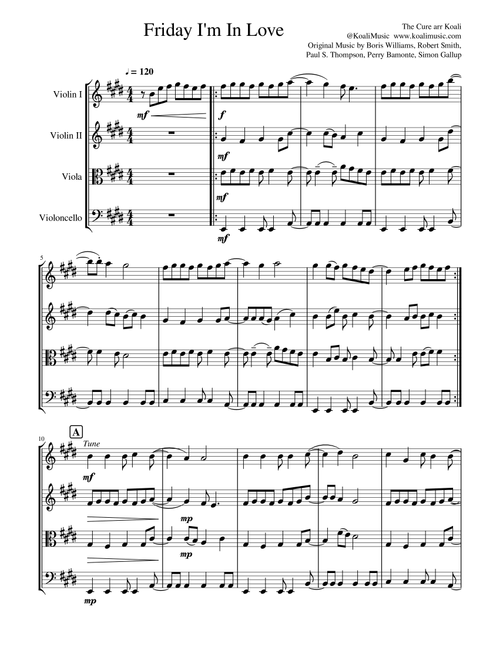Friday I'm In Love (Arr. KoaliMusic) - The Cure (String Quartet)