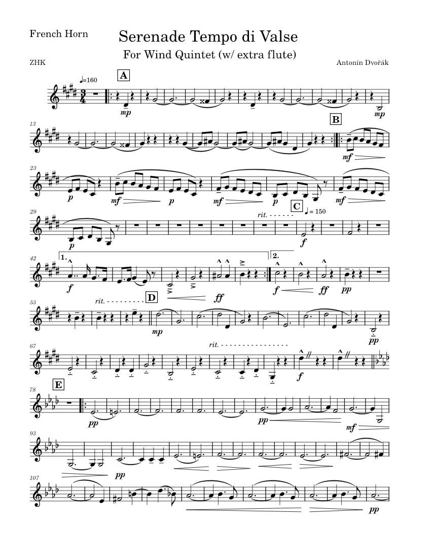 Serenade for String in E Major Op. 22 Tempo di Valse Antonín Dvořák