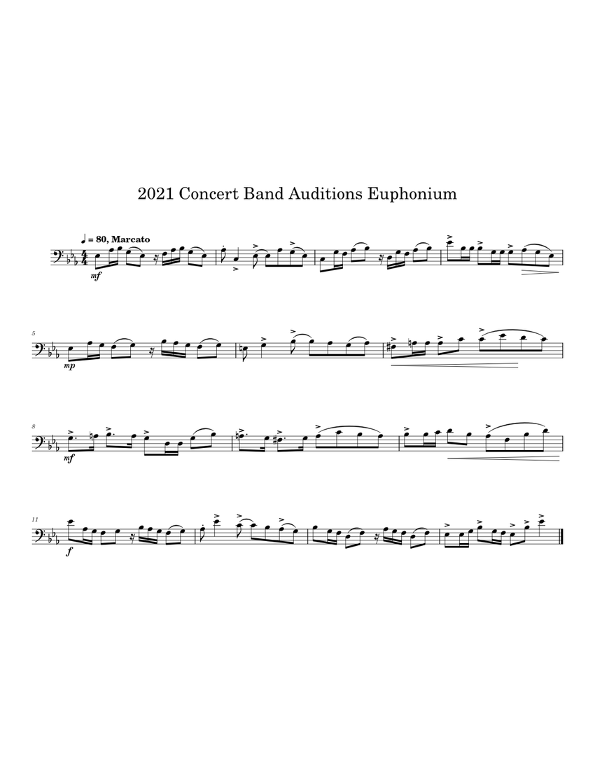 2021 Concert Band Auditions Euphonium piano tutorial