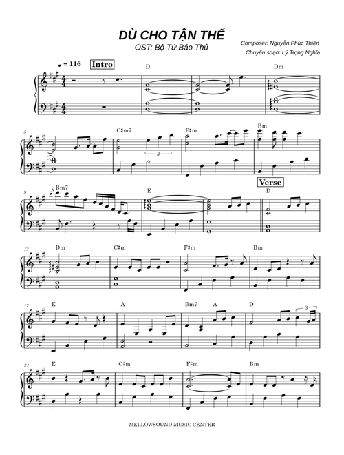 DÙ CHO TẬN THẾ – Nguyễn Phúc Thiện - SHEET PIANO
