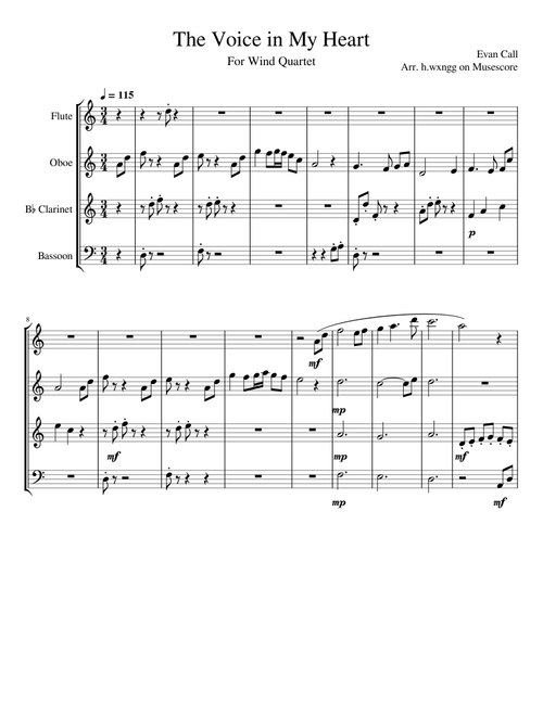 The Voice In My Heart - Evan Call (For Wind Quartet)