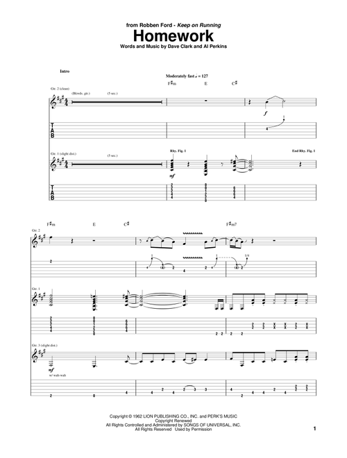 Homework - Robben Ford, Otis Rush (Guitar Tab)