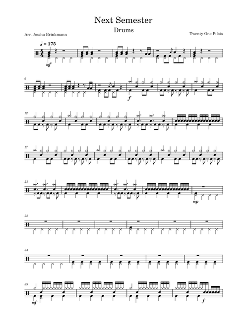 Next Semester – Twenty One Pilots - Drums