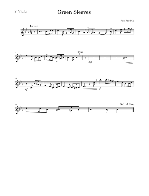 Green sleeves – Violin 2.