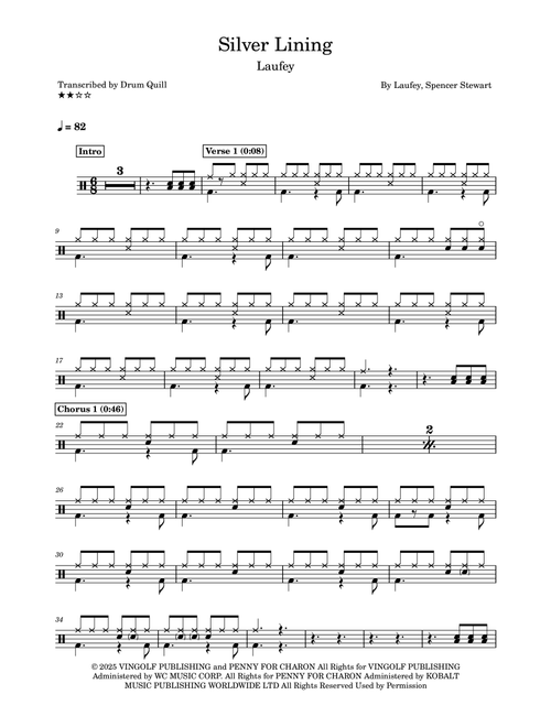 Silver Lining (Arr. Drum Quill) - Laufey (Drums)