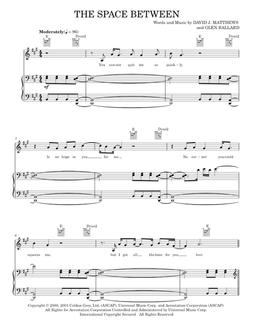 The space between - Dave Matthews Band (Piano-Vocal-Guitar)