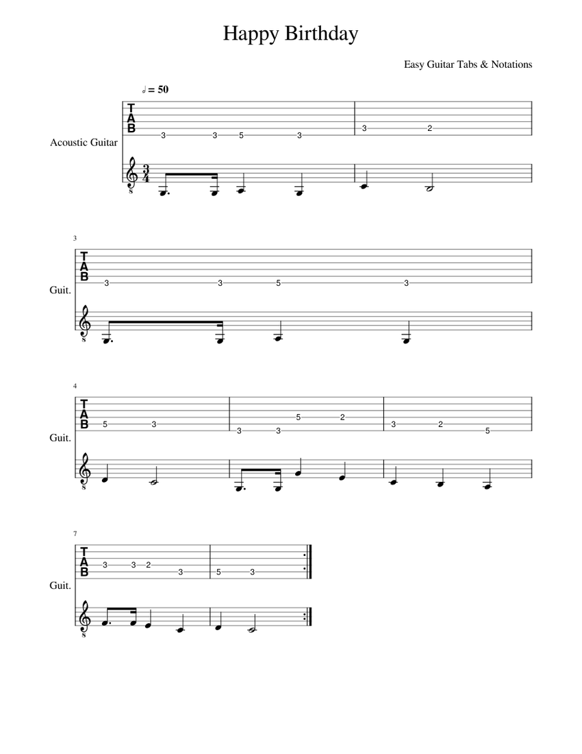 Easy tablature for acoustic guitar 2025