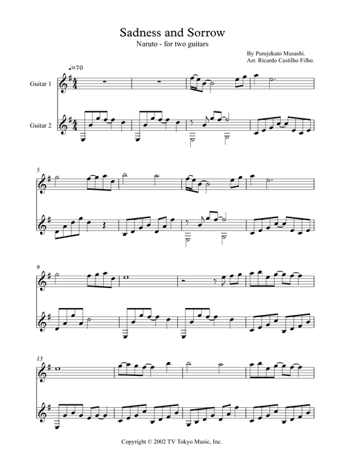 Sadness And Sorrow (Arr. Ricardo Cesar dos Santos Castilho Filho) - Purojekuto Musashi (Solo Guitar)
