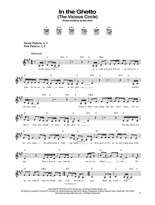 In The Ghetto (The Vicious Circle) - Elvis Presley (Easy Guitar)