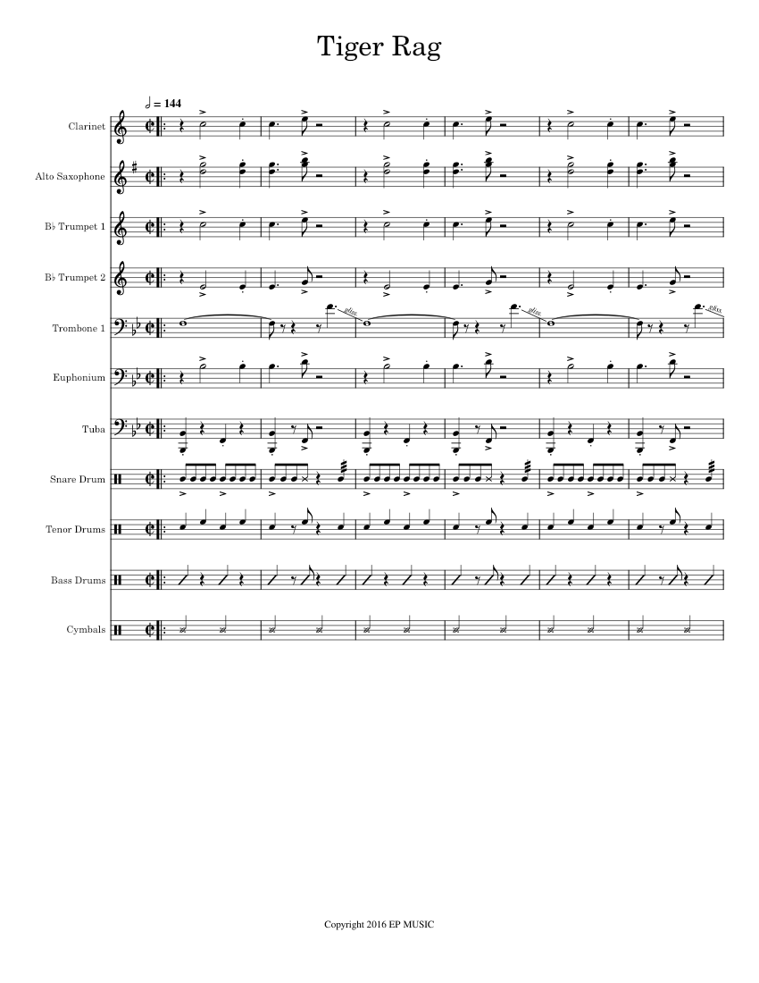 Trombone Rag Tiger Rag – Misc Traditional Sheet Music for Trombone, Euphonium, Tuba ...