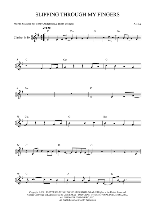 Slipping Through My Fingers (Arr. Karen Gueiros) - ABBA (Clarinet Solo)