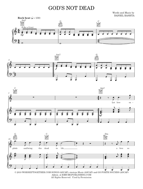 God's Not Dead (Like A Lion) - Newsboys (Piano-Vocal-Guitar)