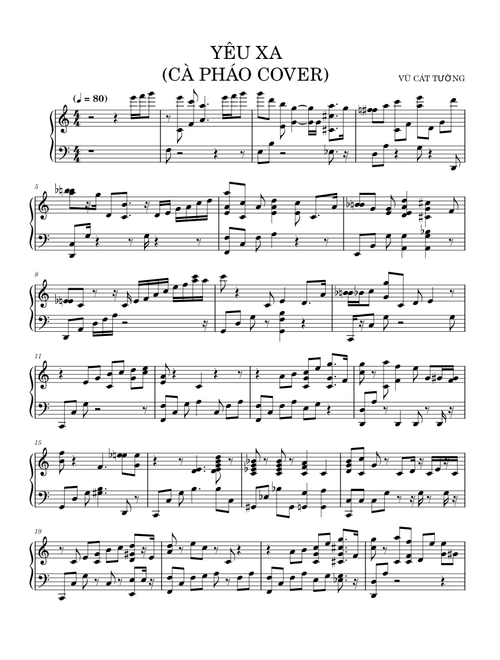 YÊU XA (VŨ CÁT TƯỜNG)- CÀ PHÁO COVER yêu xa transcribed