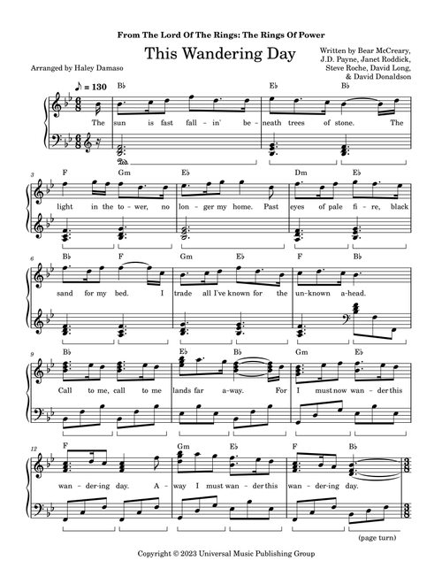 This Wandering Day (Arr. Haley Damaso) - Janet Roddick, David Donaldson, David Long (Piano Solo)