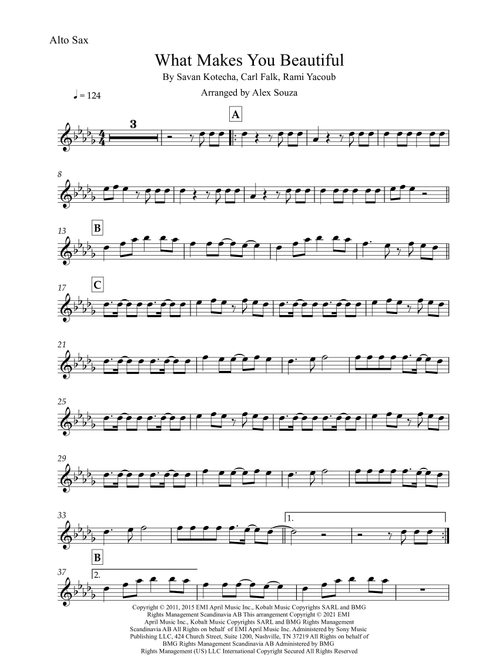 What Makes You Beautiful (Arr. Alex Souza) - One Direction (Alto Sax Solo)