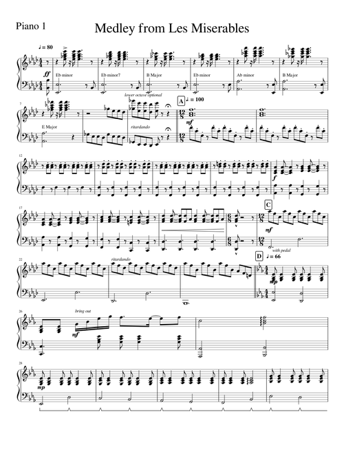 Les Miserables Medley Piano 1