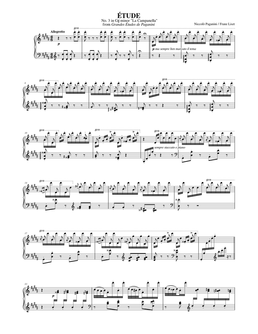 Franz Liszt: Grandes études de Paganini, No.3 in G-sharp Franz Liszt: Grandes études de Paganini, No.3 in G-sharp