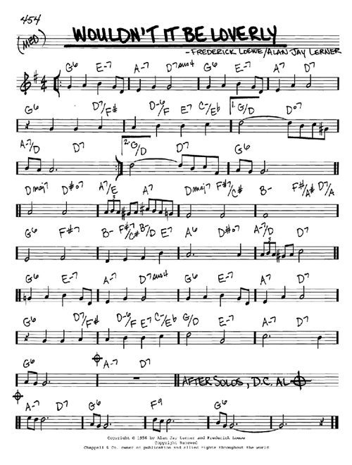 Wouldn't It Be Loverly - Lerner & Loewe (Real Book - Melody-Chords)
