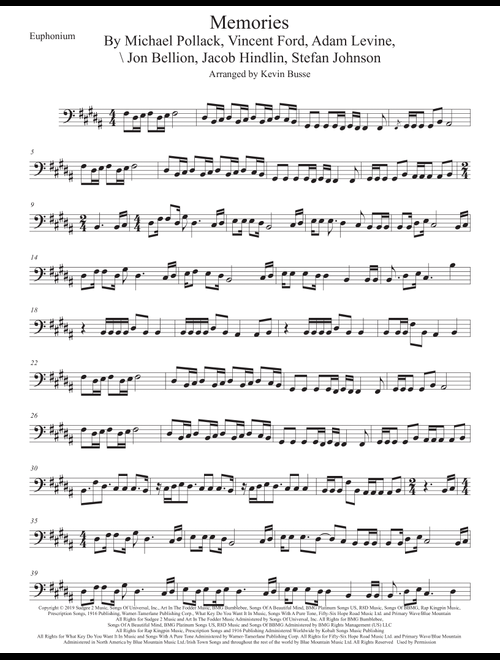 Memories (Arr. Kevin Busse) - Maroon 5 (Euphonium Solo)