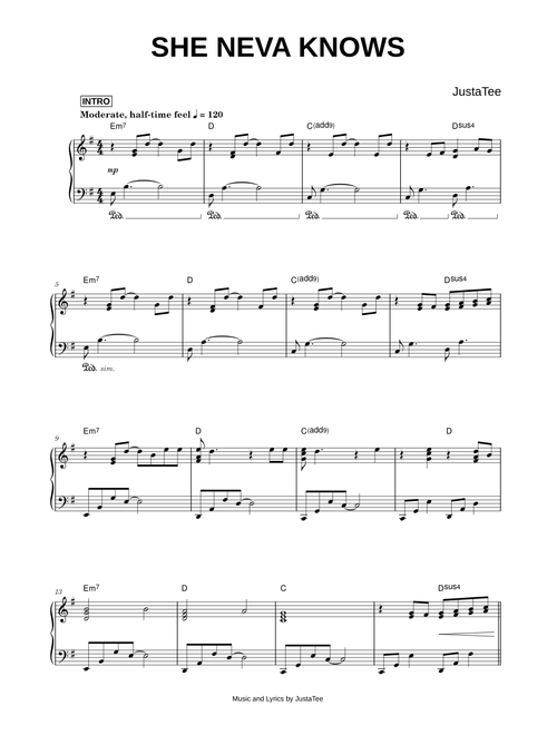 She Neva Knows [She Neva Knows] - JustaTee (Piano)