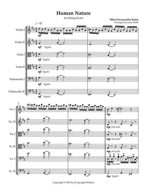 Human Nature (Arr. Gary Wolk) - Michael Jackson (String Ensemble)