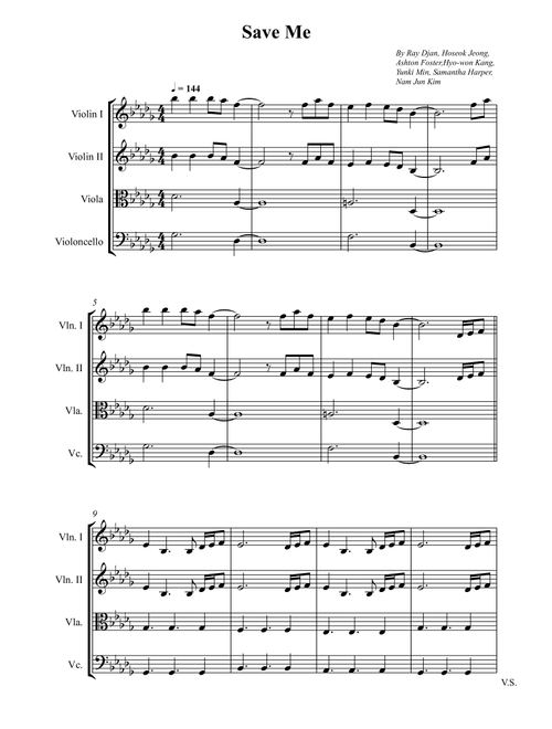 Save Me (Arr. Wesley S. SIlva) - BTS (String Quartet)