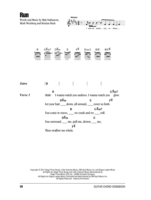 Run - Matt Nathanson, Sugarland (Guitar Chords-Lyrics)
