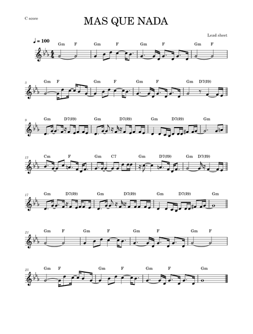Mas Que Nada – Sergio Mendes (LEAD SHEET)