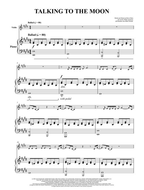 Talking To The Moon (Arr. Flavio Regis Cunha) - Bruno Mars (Instrumental Duet)