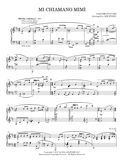 Mi chiamano Mimì - Giacomo Puccini (Piano Solo)
