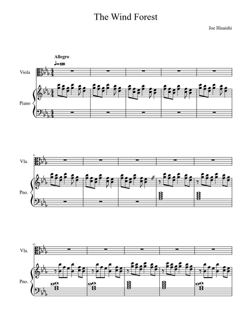 The Wind Forest - Joe Hisaishi (Piano and Viola Duet)