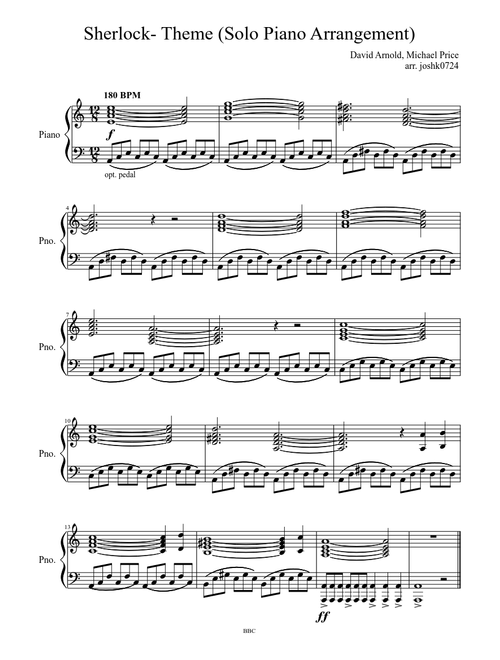 Sherlock- Theme (Solo Piano Arrangement)- In a Different Style