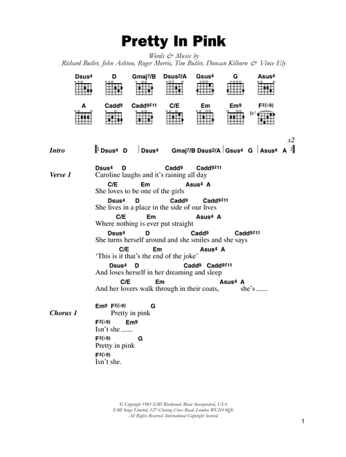 Pretty In Pink - The Psychedelic Furs (Guitar Chords-Lyrics)