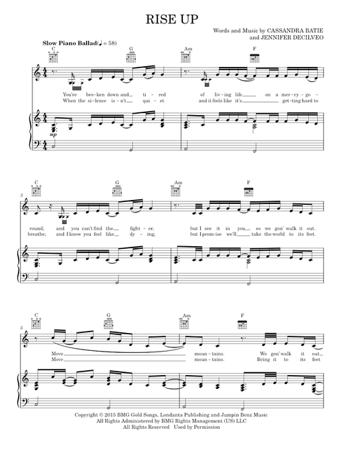 Rise Up - Andra Day (Piano-Vocal-Guitar)
