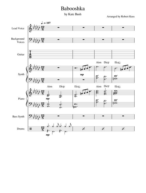 Babooshka – Kate Bush (Full Band Score)