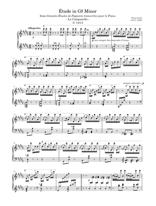 Étude S. 141/3 in G♯ Minor, « La Campanella » – Liszt