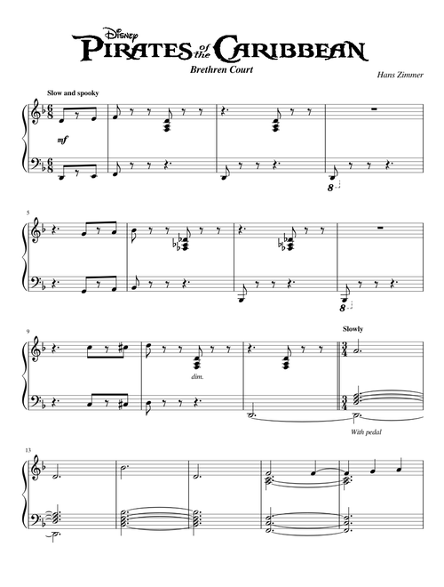 Pirates of the Caribbean At World's End - Brethren Court | Piano Solo