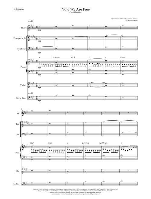 Now We Are Free (Arr. Fernando Britto) - Hans Zimmer, Klaus Badelt, Lisa Gerrard (Small Ensemble)