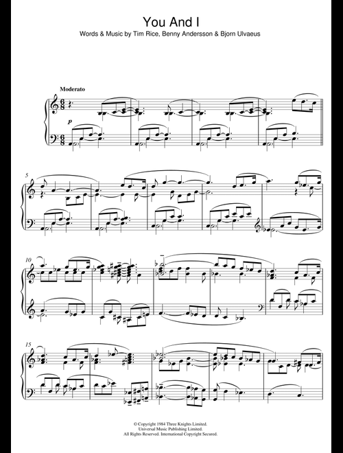 You and I (from "Chess") - Benny Andersson (Piano Solo)