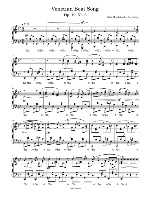 Mendelssohn Song Without Words, Op. 30, No. 6 (Venetian Boat Song) –